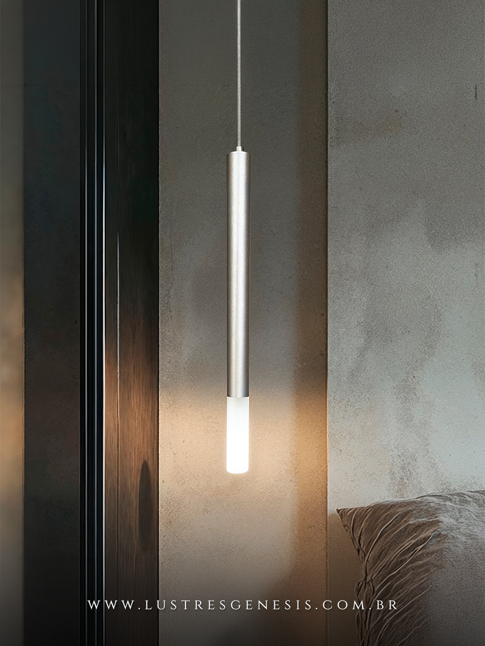 Lustre Pendente Ice I Metalúrgica Itamonte Ø2,5cm Luminaria para Bancada de Cozinha, Balcão de Cozinha, Lavabo e Suite Master